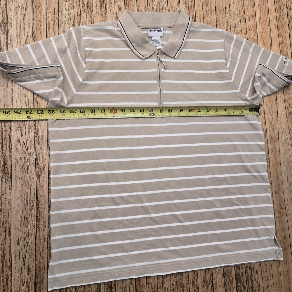Bon Worth Womens Large Short Sleeve Shirt Golf Polo Club Pull Zipper Casual - Picture 6 of 10